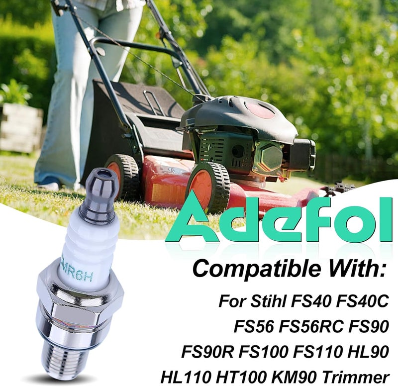 Adefol 5 Pack CMR6H Spark Plugs, Spark Plug for NGK 3365, Universal Spark Plug for Stihl FS40 FS40C FS56 FS56RC FS90 FS90R FS100 FS110 HL90 HL110 HT100 KM90 Trimmer Weedeater BR500 BR550 BR600 Blower - Image 2